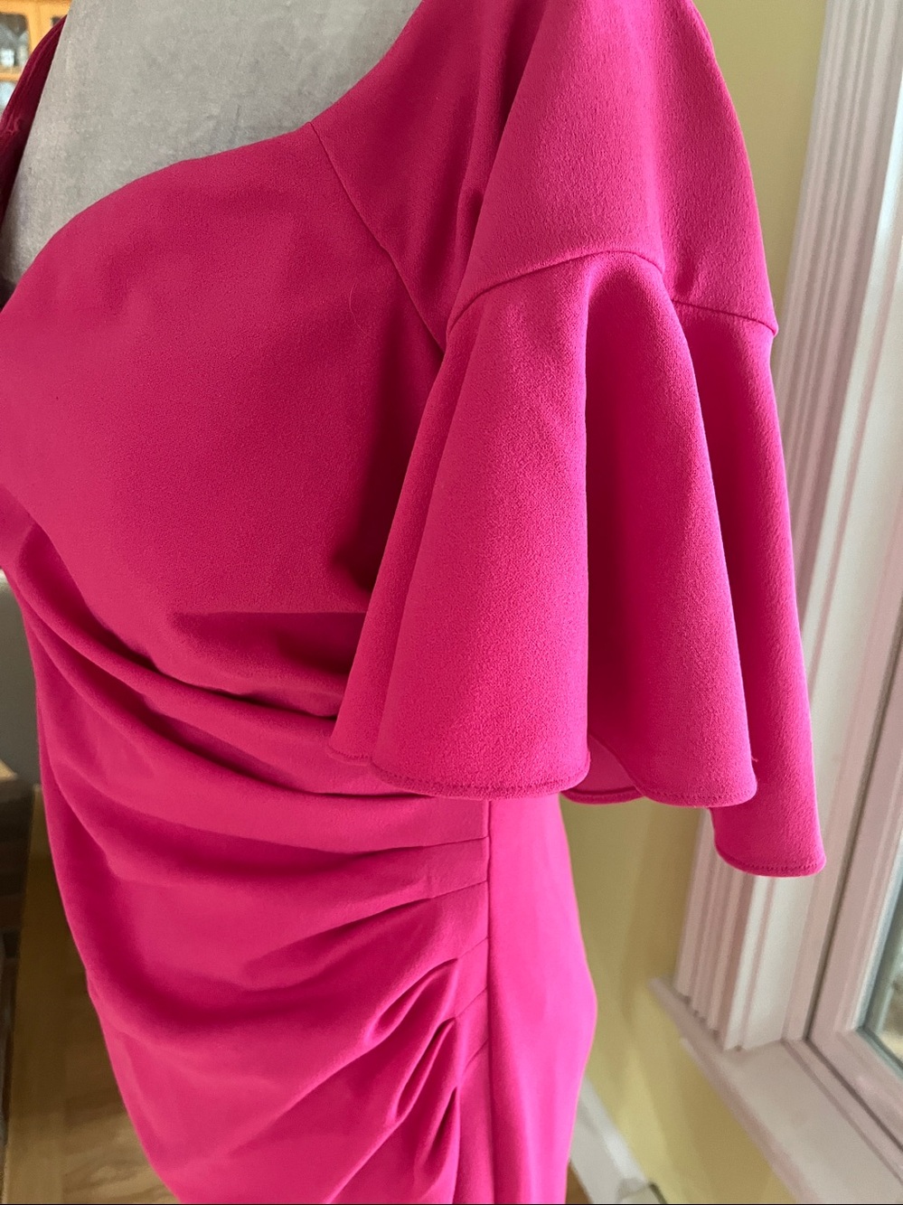 CALVIN KLEIN Pink Off Shoulder Sweetheart Neckline Flutter Sleeve Dress 12 NWOT - Picture 4 of 9